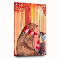 Charming Boys Room Wall Art – Bear and Girl in Autumn Forest