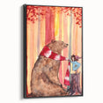 Charming Boys Room Wall Art – Bear and Girl in Autumn Forest