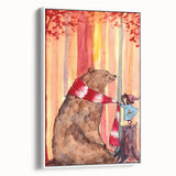 Charming Boys Room Wall Art – Bear and Girl in Autumn Forest