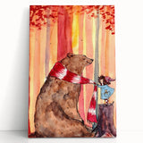Charming Boys Room Wall Art – Bear and Girl in Autumn Forest
