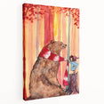 Charming Boys Room Wall Art – Bear and Girl in Autumn Forest