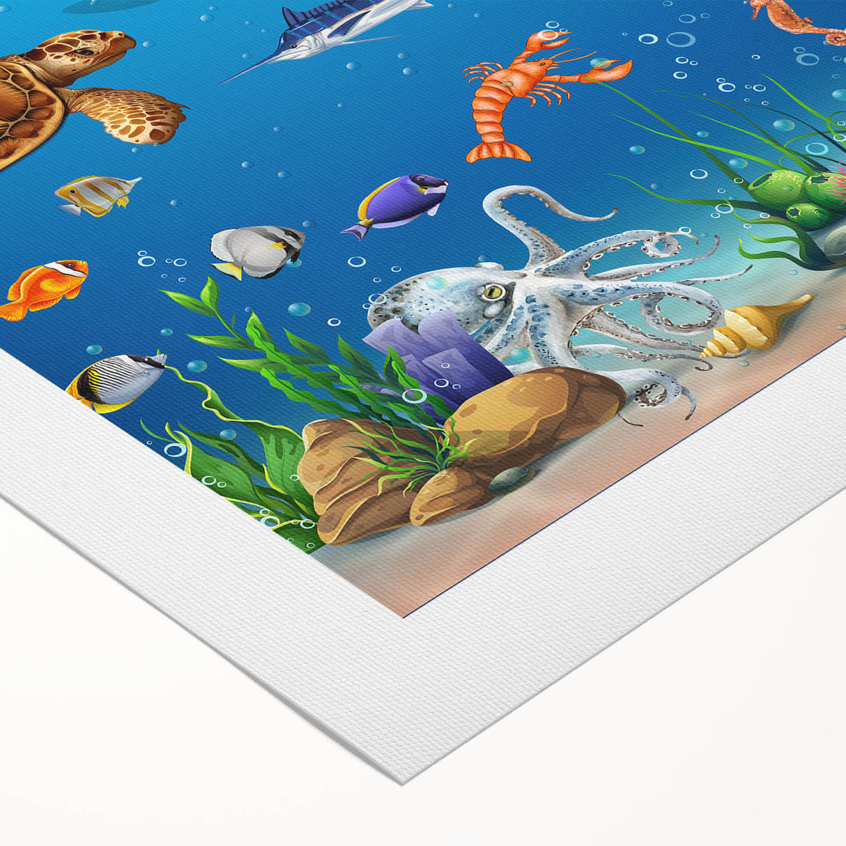 Underwater Marine Life Educational Wall Art - Kids' Learning Poster