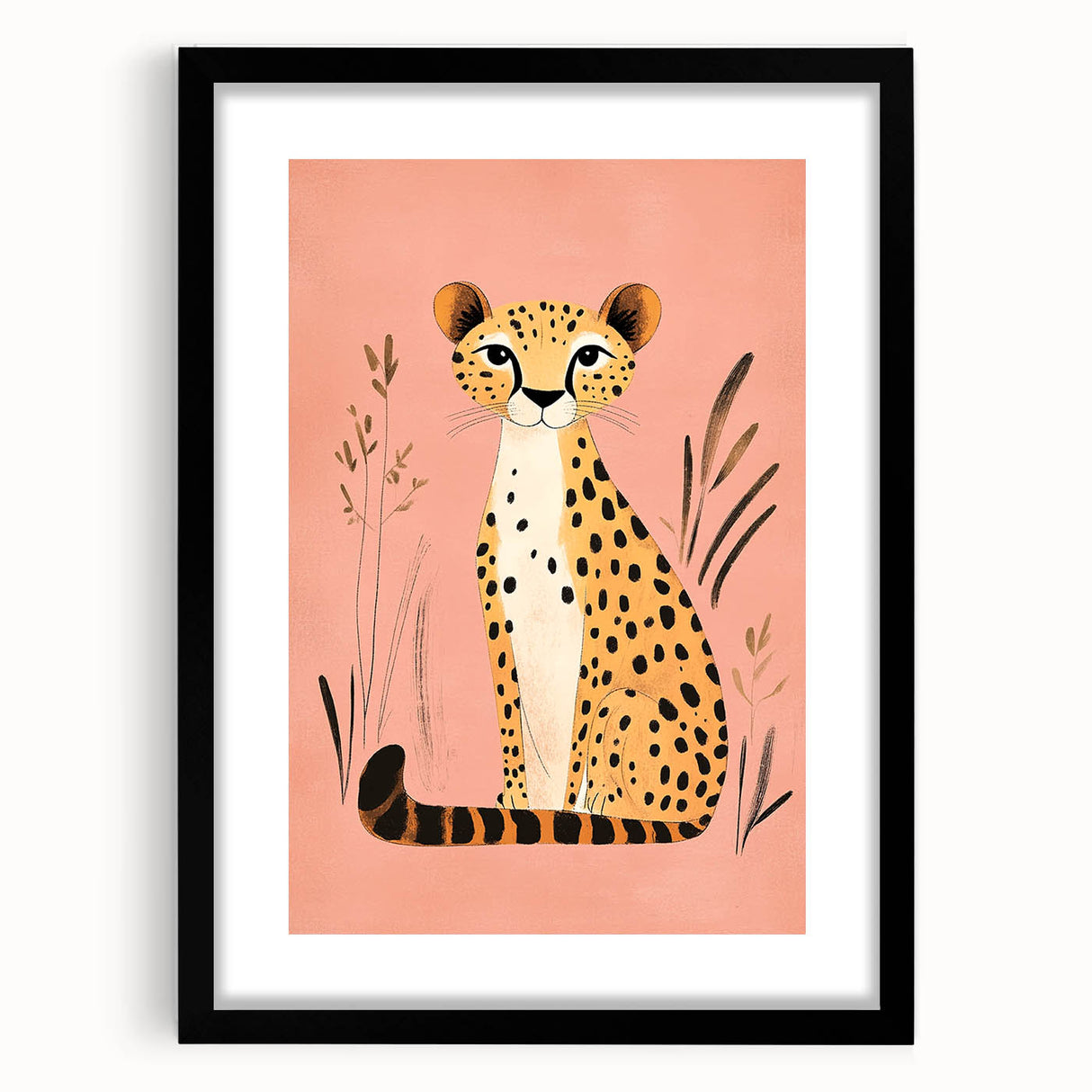 Stylish Cheetah Illustration - Personalized Kids Room Art