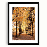 Extra large abstract art print featuring textured autumn hues on a black framed canvas, ideal for living room decor.