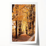 Extra large rolled print featuring a fall-themed floral design in warm orange and red tones, ideal for art wall dining room.