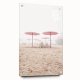 Large abstract wall art on acrylic glass depicting dynamic summer-themed strokes in warm orange and yellow tones.