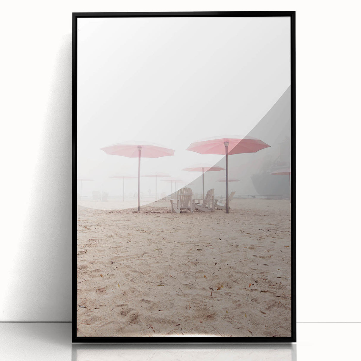 Large abstract wall art featuring mid-century modernist style in vibrant summer colors on a black framed acrylic print.