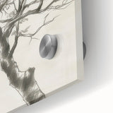 Modern Tree Sketch - Monochrome Living Room Wall Art on Canvas