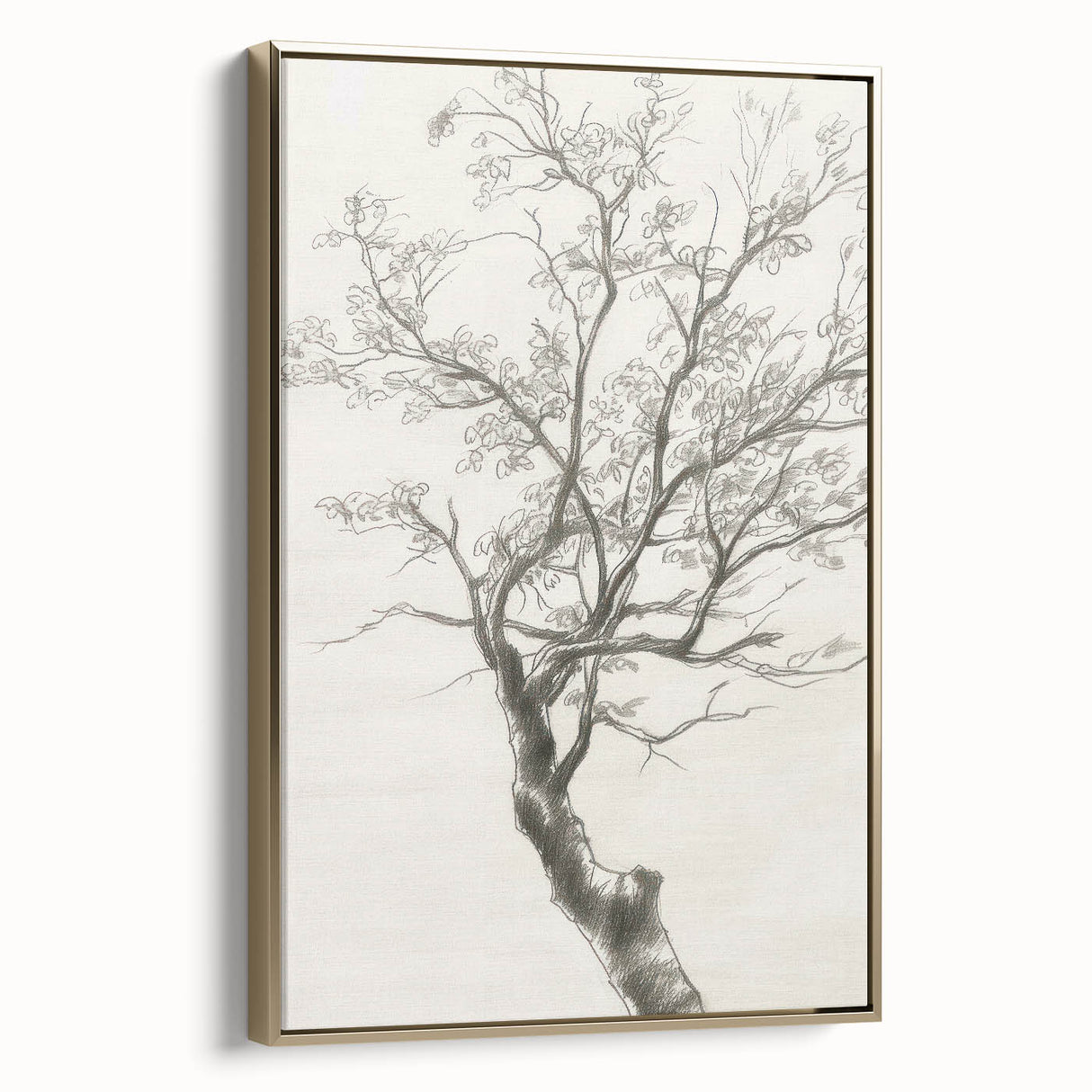 Modern Tree Sketch - Monochrome Living Room Wall Art on Canvas