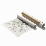 Modern Tree Sketch - Monochrome Living Room Wall Art on Canvas