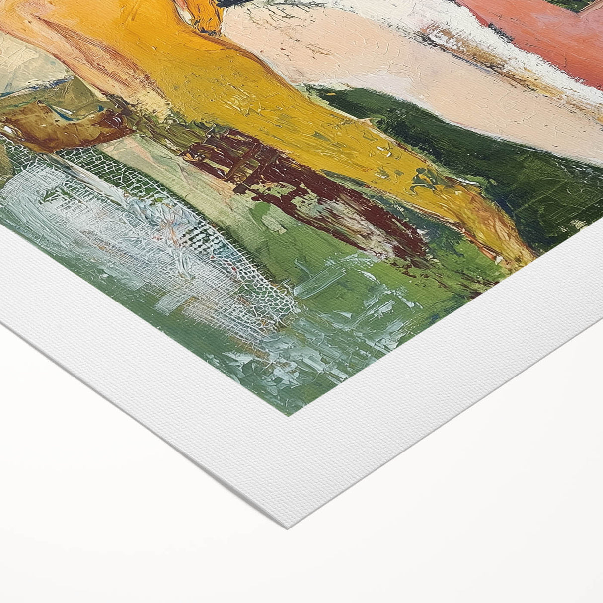 Abstract figurative art on rolled canvas, showcasing vibrant colors and dynamic shapes, ideal for modern home decor. Packaged securely in a cardboard tube.