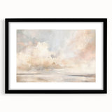 Abstract landscape wall art framed in black with a mat, showcasing vibrant colors and dynamic patterns, perfect for modern home decor or office spaces.