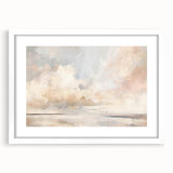 Abstract landscape wall art framed with a white mat, showcasing vivid colors and modern design elements, perfect for enhancing contemporary home decor.