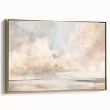 Framed canvas artwork showcasing an abstract landscape design with rich gold accents, elegantly displayed from the side to highlight its sleek profile and modern aesthetic. Ideal for enhancing contemporary home decor.