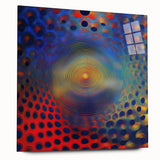 Geometric Abstract Wall Decor – Red, Yellow & Blue Optical Burst