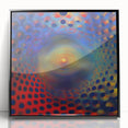 Geometric Abstract Wall Decor – Red, Yellow & Blue Optical Burst