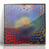 Geometric Abstract Wall Decor – Red, Yellow & Blue Optical Burst