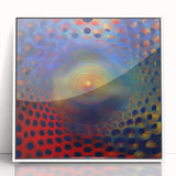 Geometric Abstract Wall Decor – Red, Yellow & Blue Optical Burst