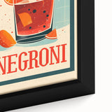 Extra large framed canvas featuring a close-up of black textured art with colorful abstract food and drink motifs.