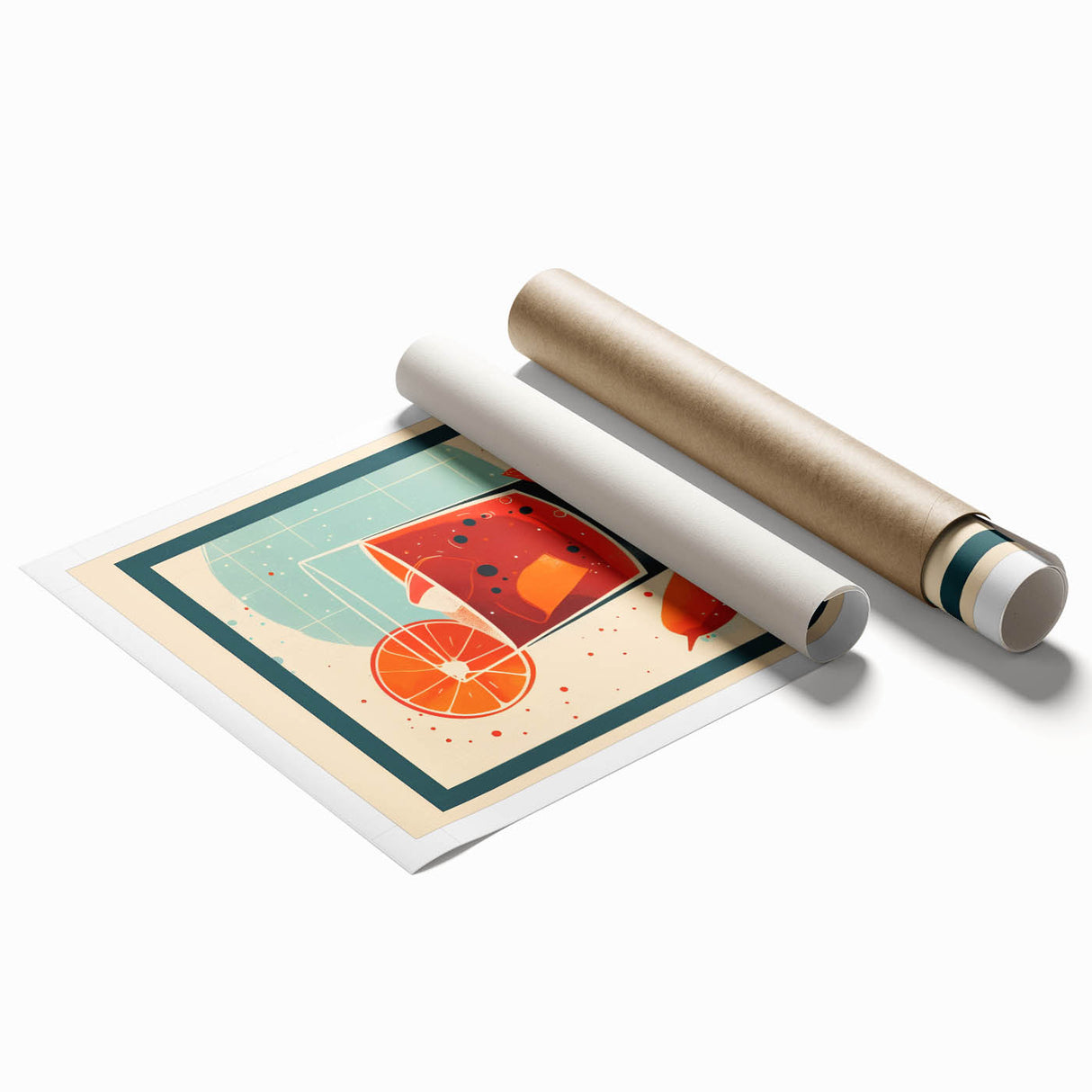 Extra large rolled print featuring a floral art design in pastel shades.
