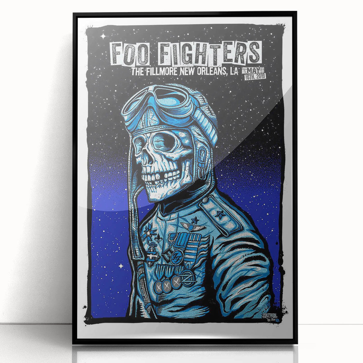 Foo Fighters Retro Wall Art - Vintage Aviator Skull Poster