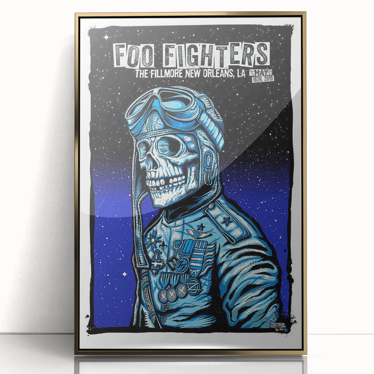 Foo Fighters Retro Wall Art - Vintage Aviator Skull Poster