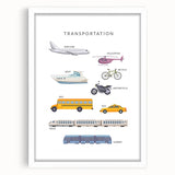 Transportation Educational Wall Art - Kids' Learning Poster