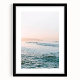 Extra large abstract art print featuring vibrant summer hues on textured canvas, framed in black.
