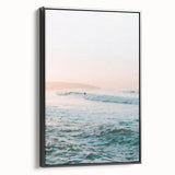 Black and white vintage poster art of a summer landscape on framed canvas, ideal for bedroom decor.