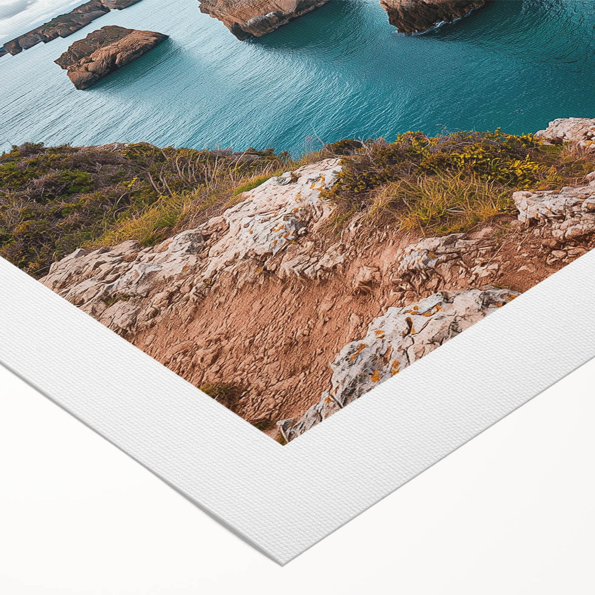 Stunning rolled canvas depicting a dramatic cliff landscape, showcasing vibrant colors and intricate details, ideal for enhancing home decor and nature-themed interiors.