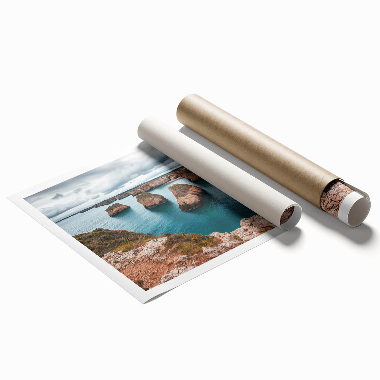 Stunning rolled print of a dramatic cliff landscape, showcasing rich colors and intricate details, ideal for enhancing home decor with natural beauty.