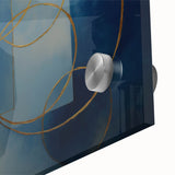 Modern Geometric Abstract - Gold & Blue Living Room Wall Art