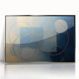 Modern Geometric Abstract - Gold & Blue Living Room Wall Art