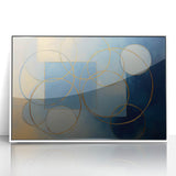 Modern Geometric Abstract - Gold & Blue Living Room Wall Art