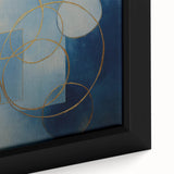 Modern Geometric Abstract - Gold & Blue Living Room Wall Art