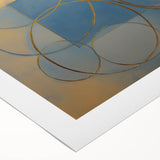Modern Geometric Abstract - Gold & Blue Living Room Wall Art