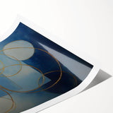 Modern Geometric Abstract - Gold & Blue Living Room Wall Art