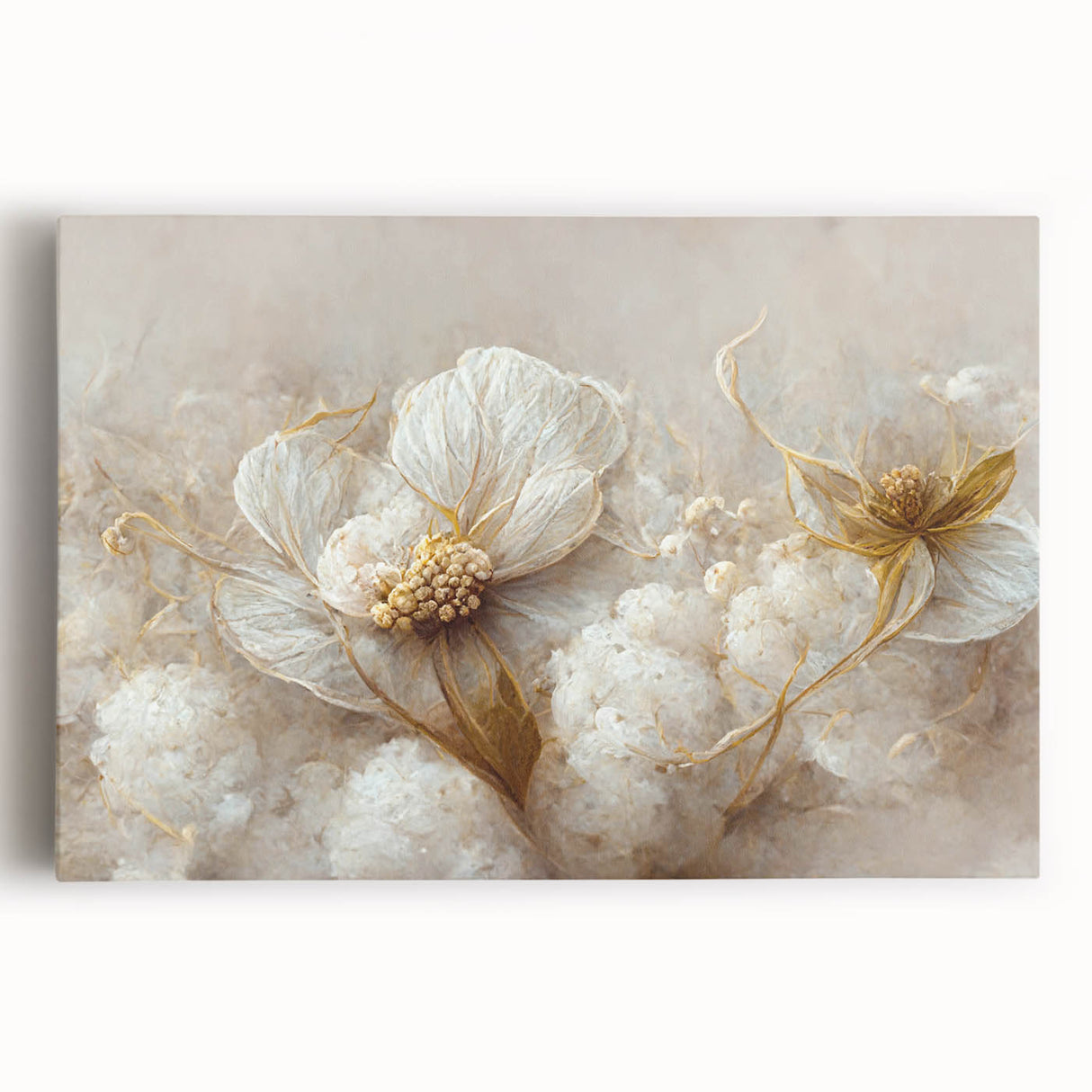 Vibrant abstract floral wall art on stretched canvas, showcasing bold colors of pink, blue, and yellow, perfect for modern home decor to enhance any living space.