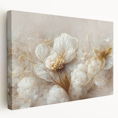 Stretched canvas artwork showcasing vibrant abstract florals in rich hues of pink, blue, and green, perfect for modern home decor.