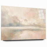 Abstract landscape wall art in acrylic glass, showcasing vibrant colors and fluid shapes. Side view highlights the sleek design, ideal for modern decor.