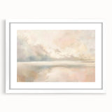 Abstract landscape wall art framed in white with a mat, showcasing vibrant colors and fluid shapes, ideal for modern home decor and artistic spaces.