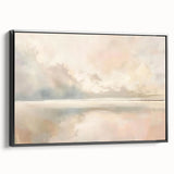 Framed abstract landscape wall art showcasing vibrant colors and textured brushstrokes, displayed in a sleek black frame, perfect for modern decor.