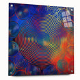 Modern Abstract Wall Art – Red, Blue & Gold Radiating Circle Design