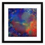 Modern Abstract Wall Art – Red, Blue & Gold Radiating Circle Design