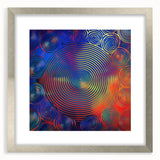 Modern Abstract Wall Art – Red, Blue & Gold Radiating Circle Design