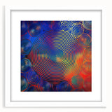 Modern Abstract Wall Art – Red, Blue & Gold Radiating Circle Design