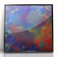 Modern Abstract Wall Art – Red, Blue & Gold Radiating Circle Design