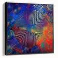 Modern Abstract Wall Art – Red, Blue & Gold Radiating Circle Design