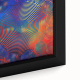 Modern Abstract Wall Art – Red, Blue & Gold Radiating Circle Design