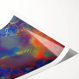 Modern Abstract Wall Art – Red, Blue & Gold Radiating Circle Design